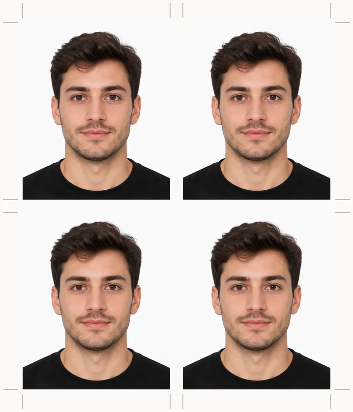 Erkek için 4'lü biyometrik vesikalık baskı yaprağı örneği