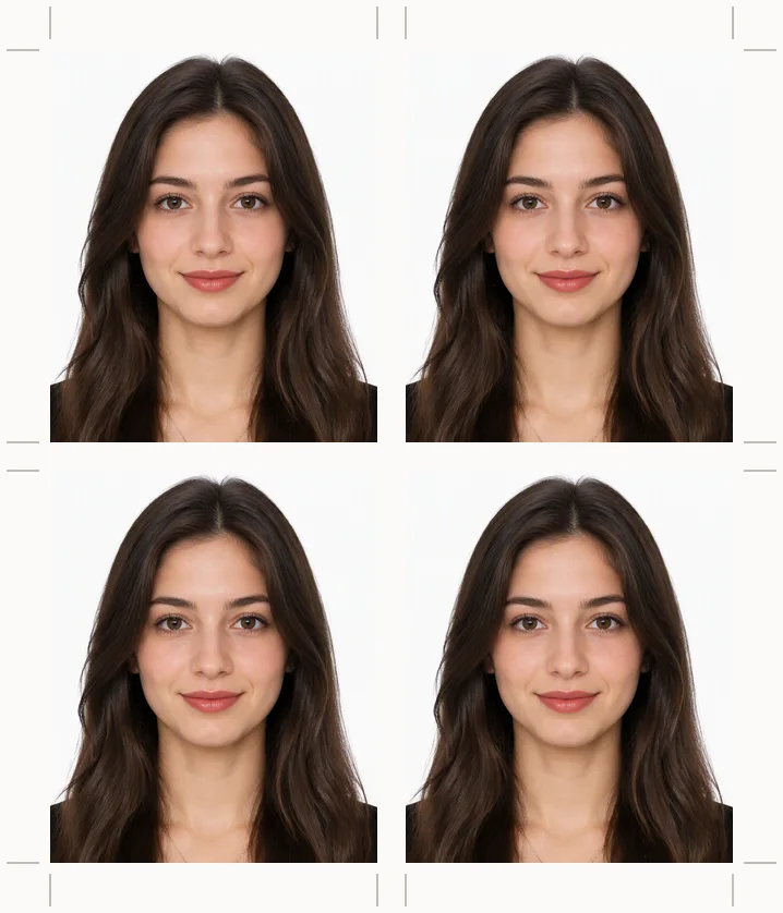 Kadın için 4'lü biyometrik vesikalık baskı yaprağı örneği